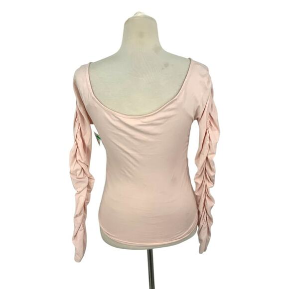 Open Edit Off The Shoulder Ruched Long Sleeve Top Pink Size Medium NWOT - Picture 8 of 8